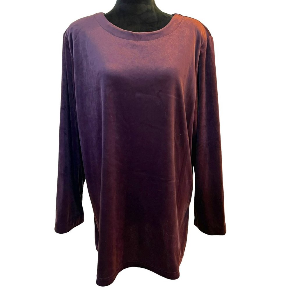 Prelude Purple Velvet Pullover Top Long Sleeve XL